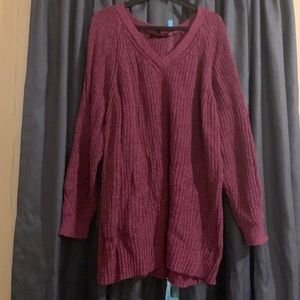 NWT Lane Bryant womens size 26/ 28 maroon/ burgundy sweater with sleeve design